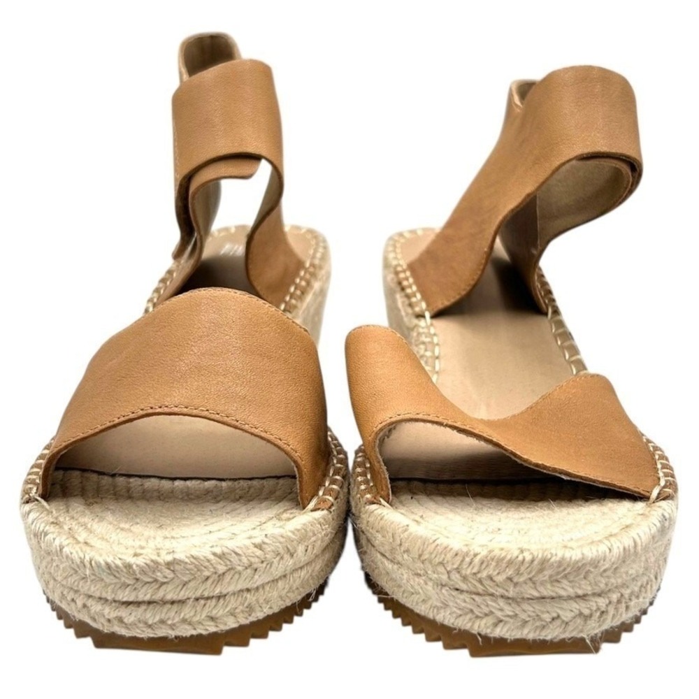 Eileen Fisher Tan Leather Espadrille Wedge Sandals Ankle Strap Womens Size 11 - Picture 4 of 10
